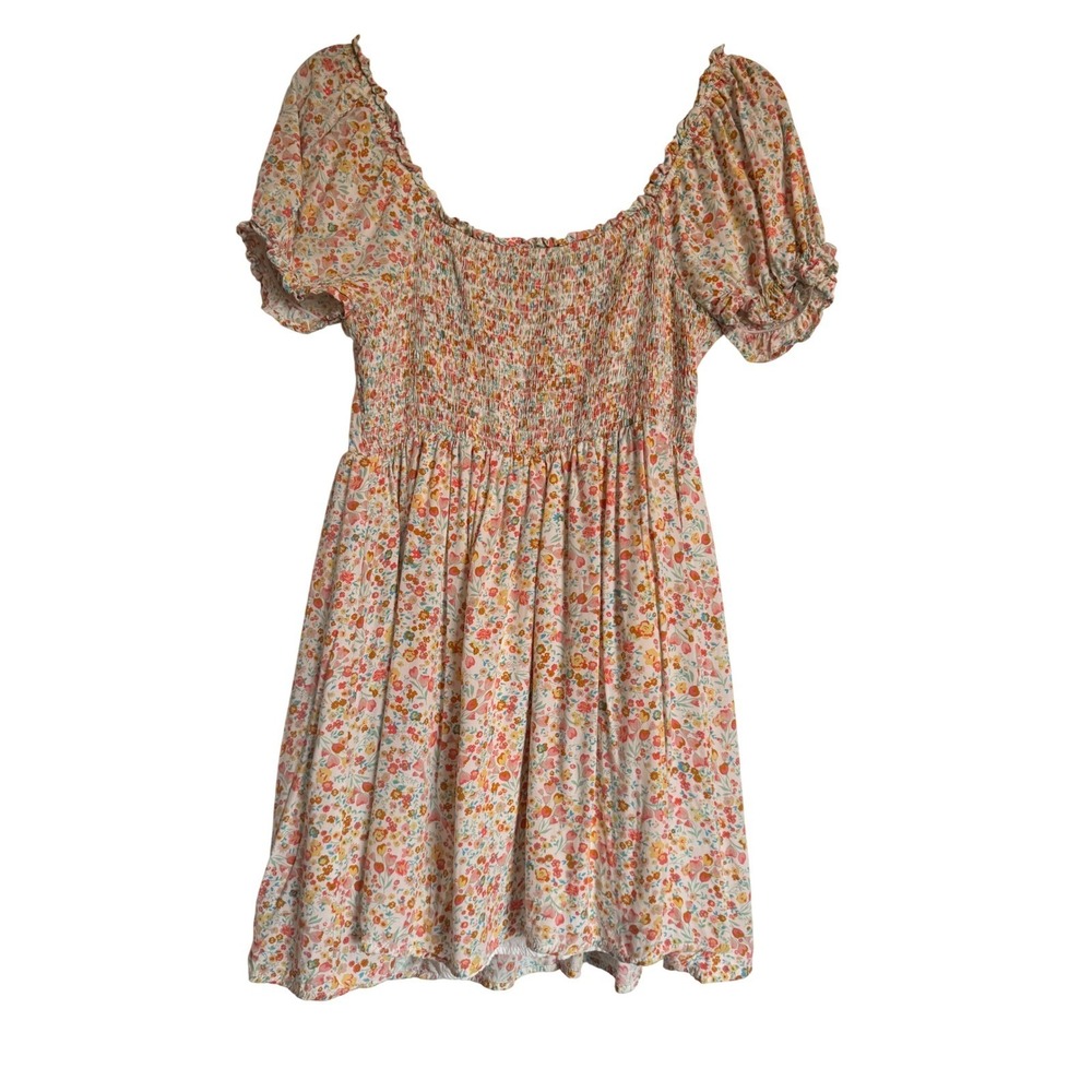 Cottagecore Feminine Coco + Jaimeson Floral Peasant Mini Dress Puff Sleeve Sz M - Picture 3 of 12